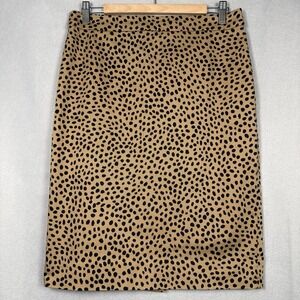 J. Crew No. 2 Pencil Skirt Office Siren Dalmatian Print Tan Black Cotton